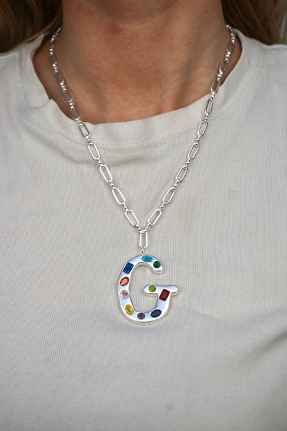 The Gemstone Alphabet Pendant In Silver