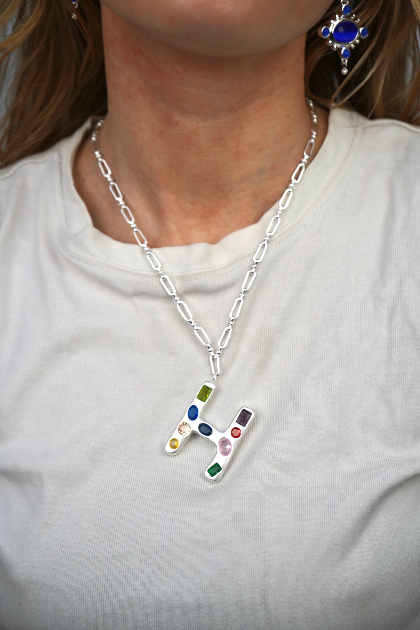 The Gemstone Alphabet Pendant In Silver