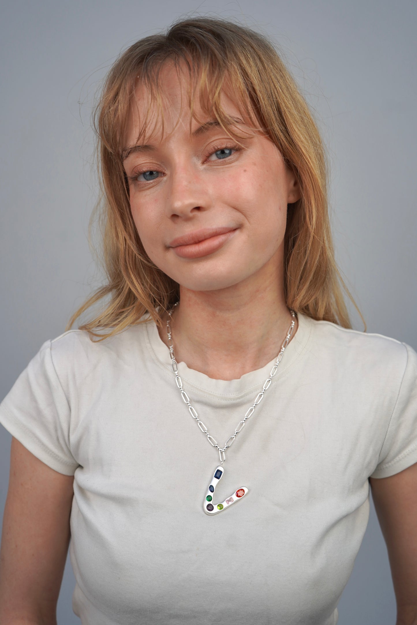 The Gemstone Alphabet Pendant In Silver