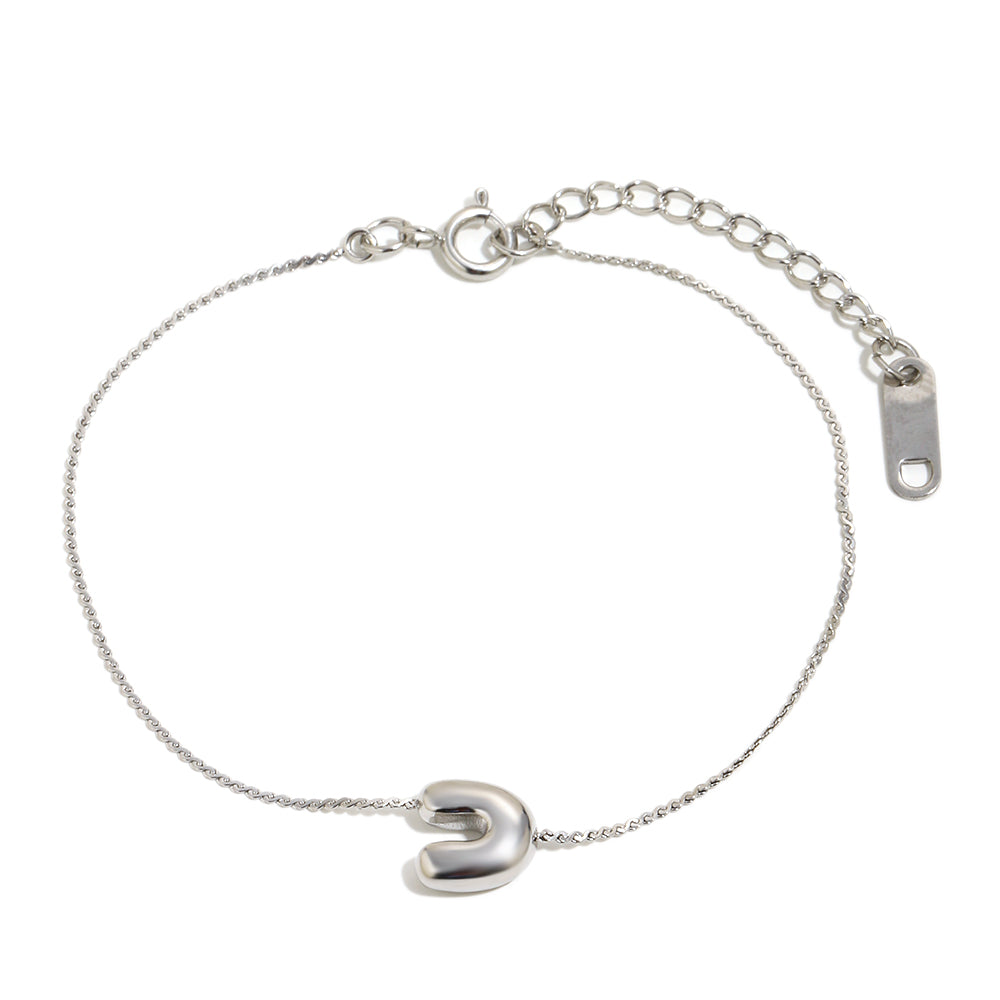 Bubble Letter Bracelet in Silver