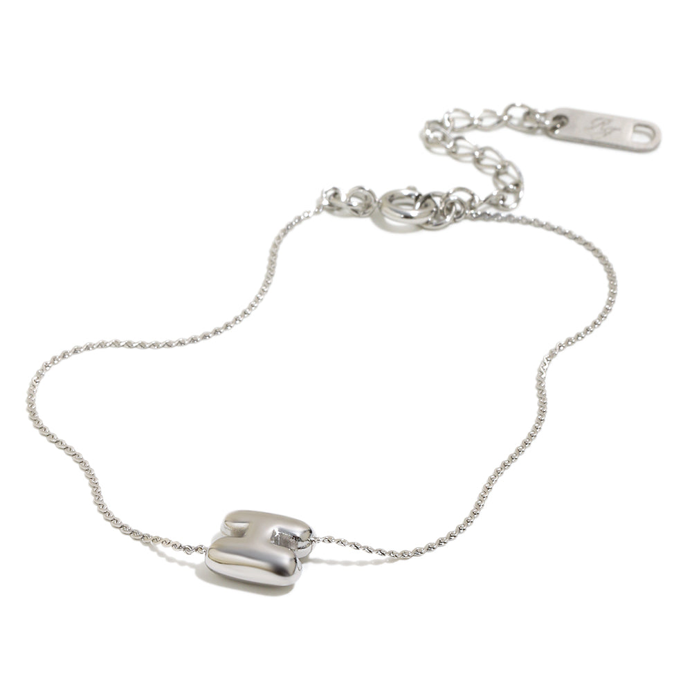 Bubble Letter Bracelet in Silver