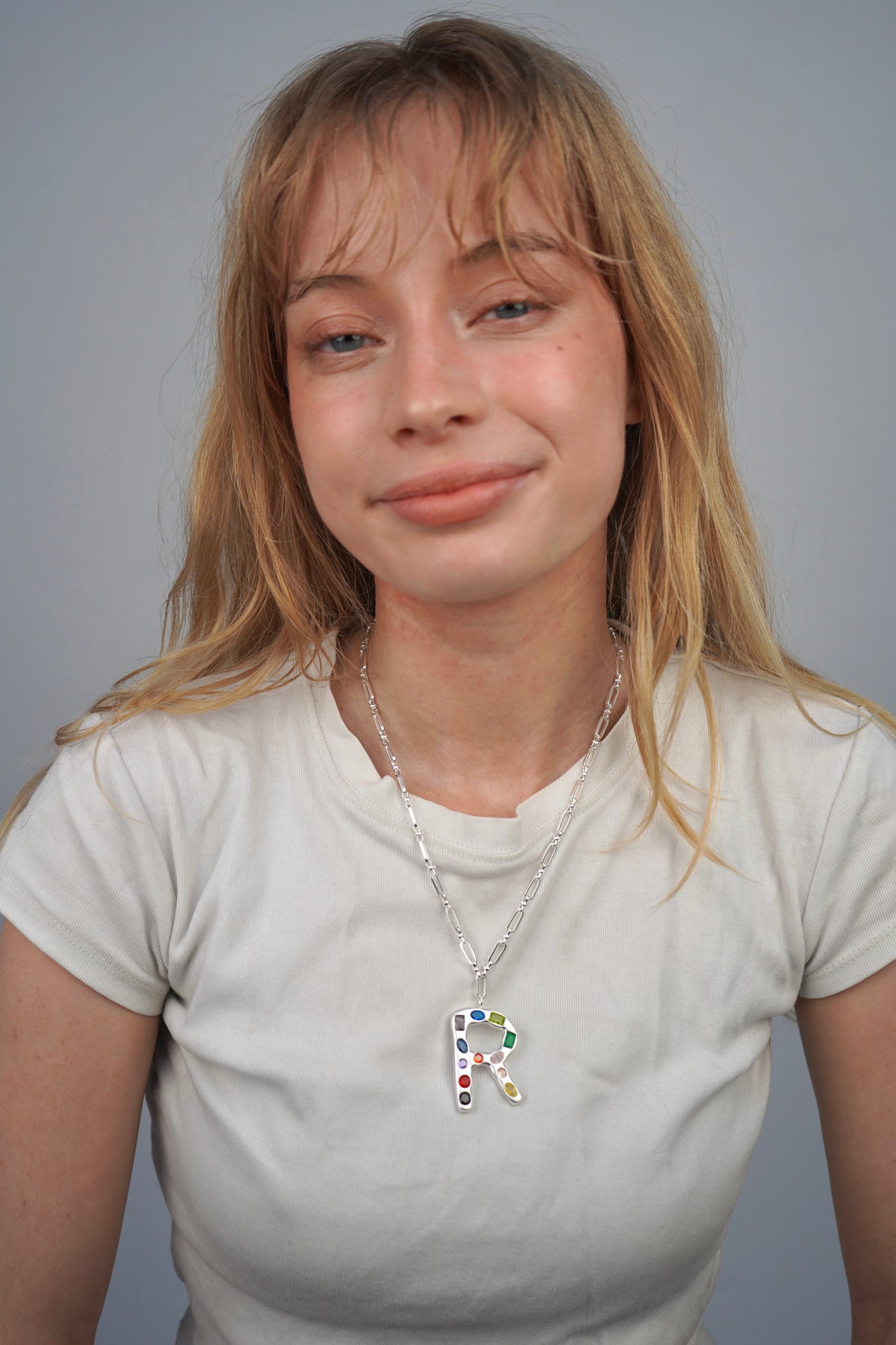 The Gemstone Alphabet Pendant In Silver