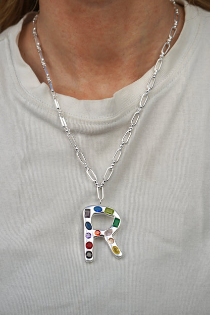 The Gemstone Alphabet Pendant In Silver