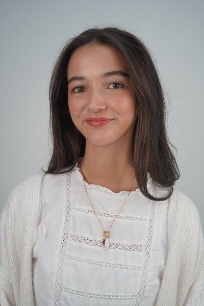 Amelie's Pearl Charm Necklace in Red