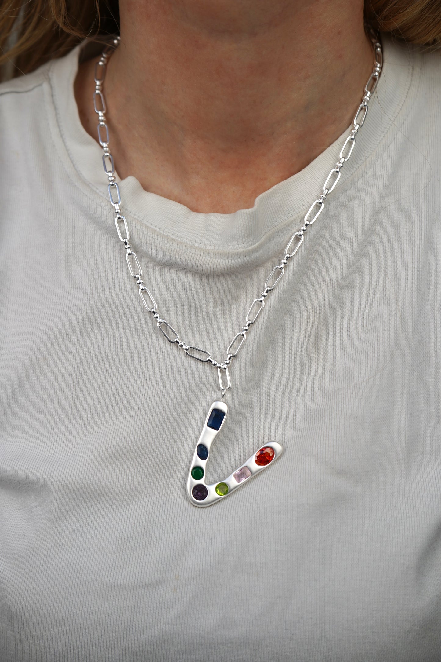 The Gemstone Alphabet Pendant In Silver