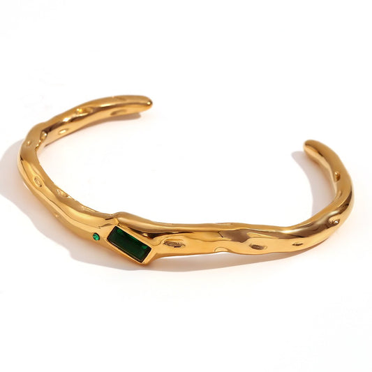 Belle's Gold Bangle In Green