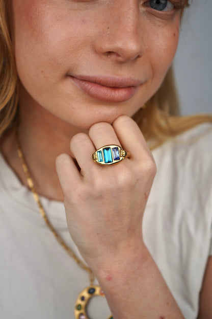 Stella's Blue Ring In Gold