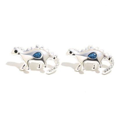 Bee’s Blue Dinosaur Earrings in Silver