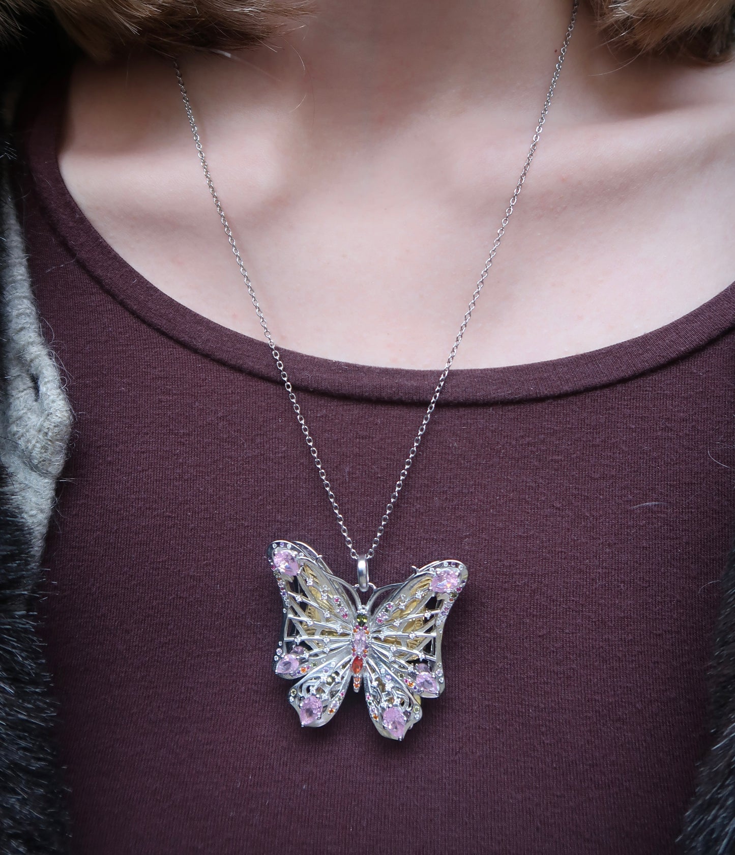 Natalia's butterfly necklace in silver