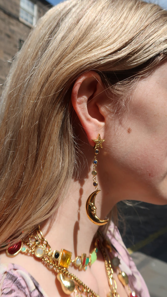 Eleanora's Star and Moon Drop Earrings
