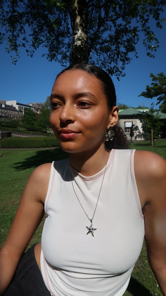Pim's Starfish Necklace In Silver