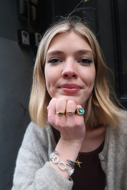 Bailey’s green gemstone ring