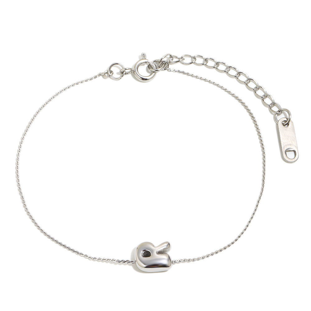 Bubble Letter Bracelet in Silver