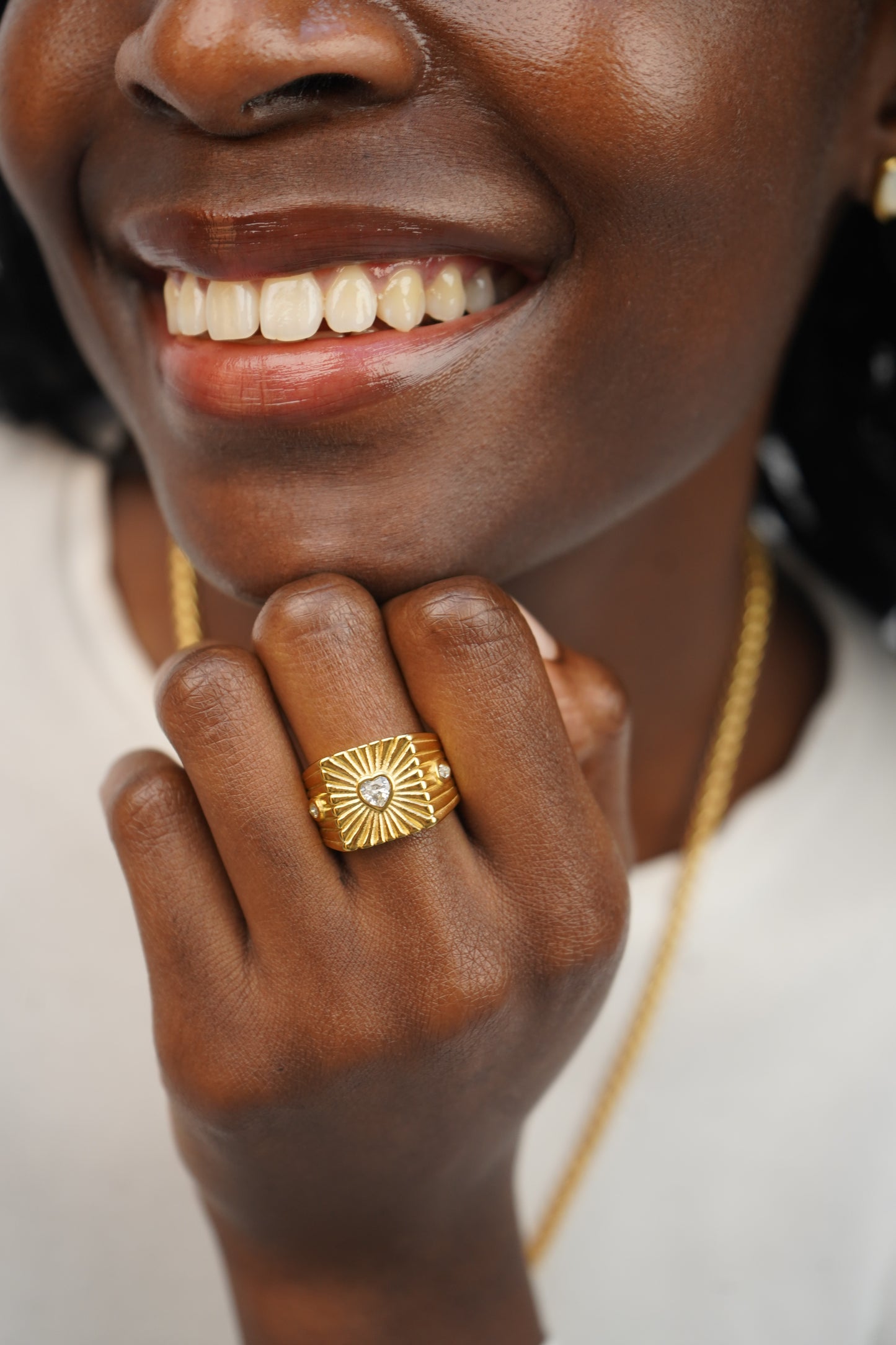 Heather's Heart Ring In Gold And White