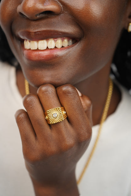Heather's Heart Ring In Gold And White
