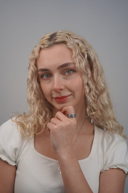 Angelica’s Stacked Silver Ring in Blue
