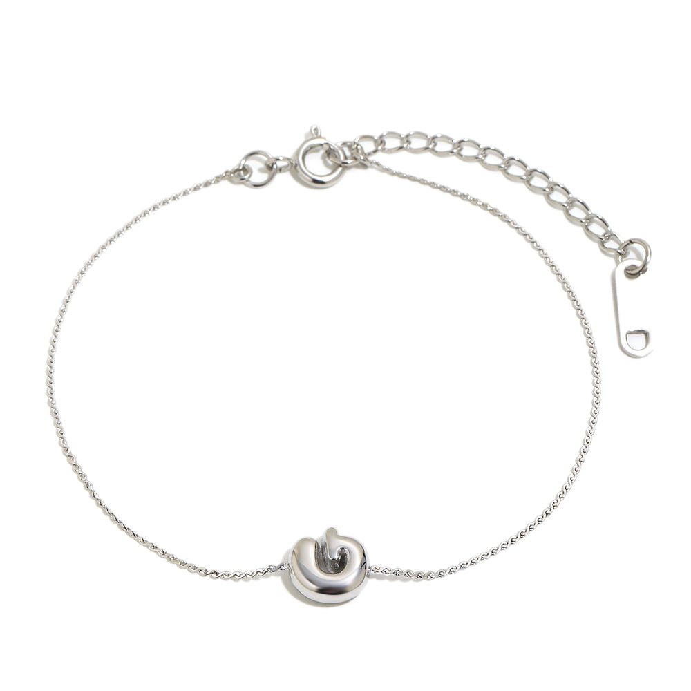 Bubble Letter Bracelet in Silver