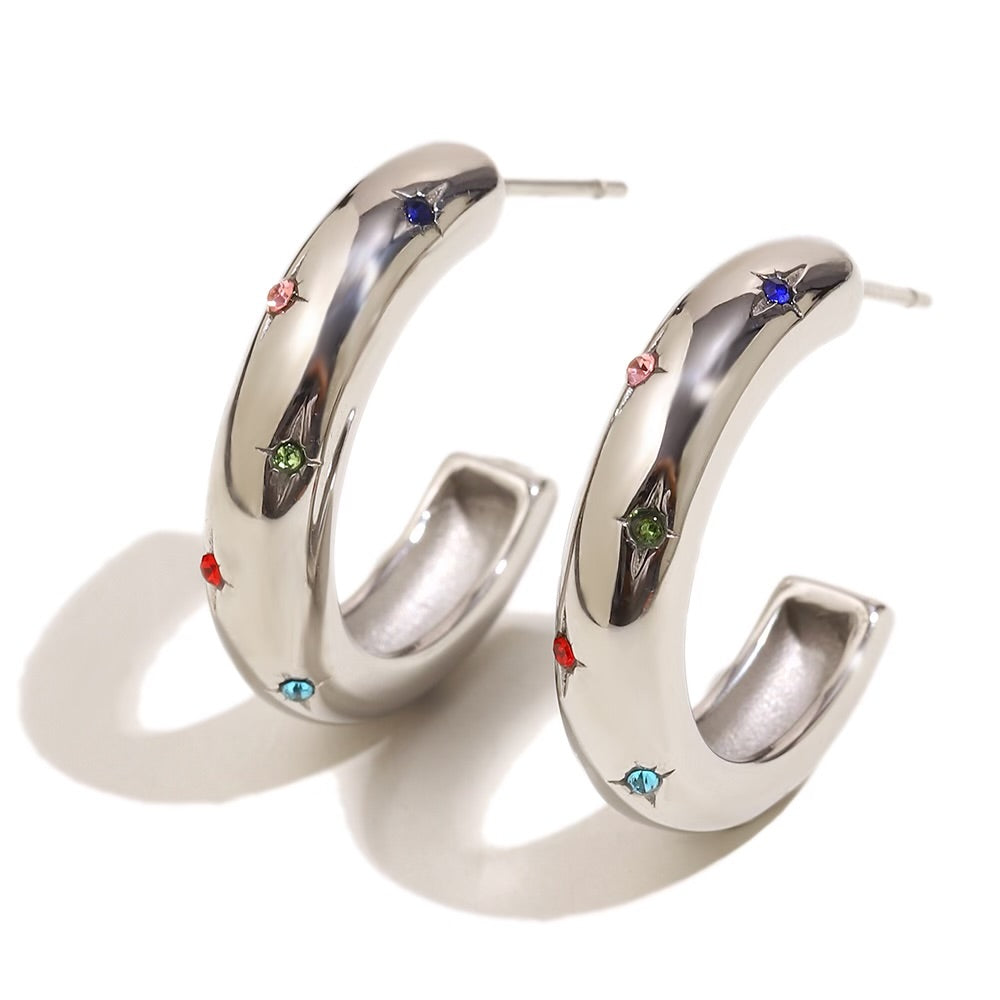Sophie’s Star Hoops In Silver