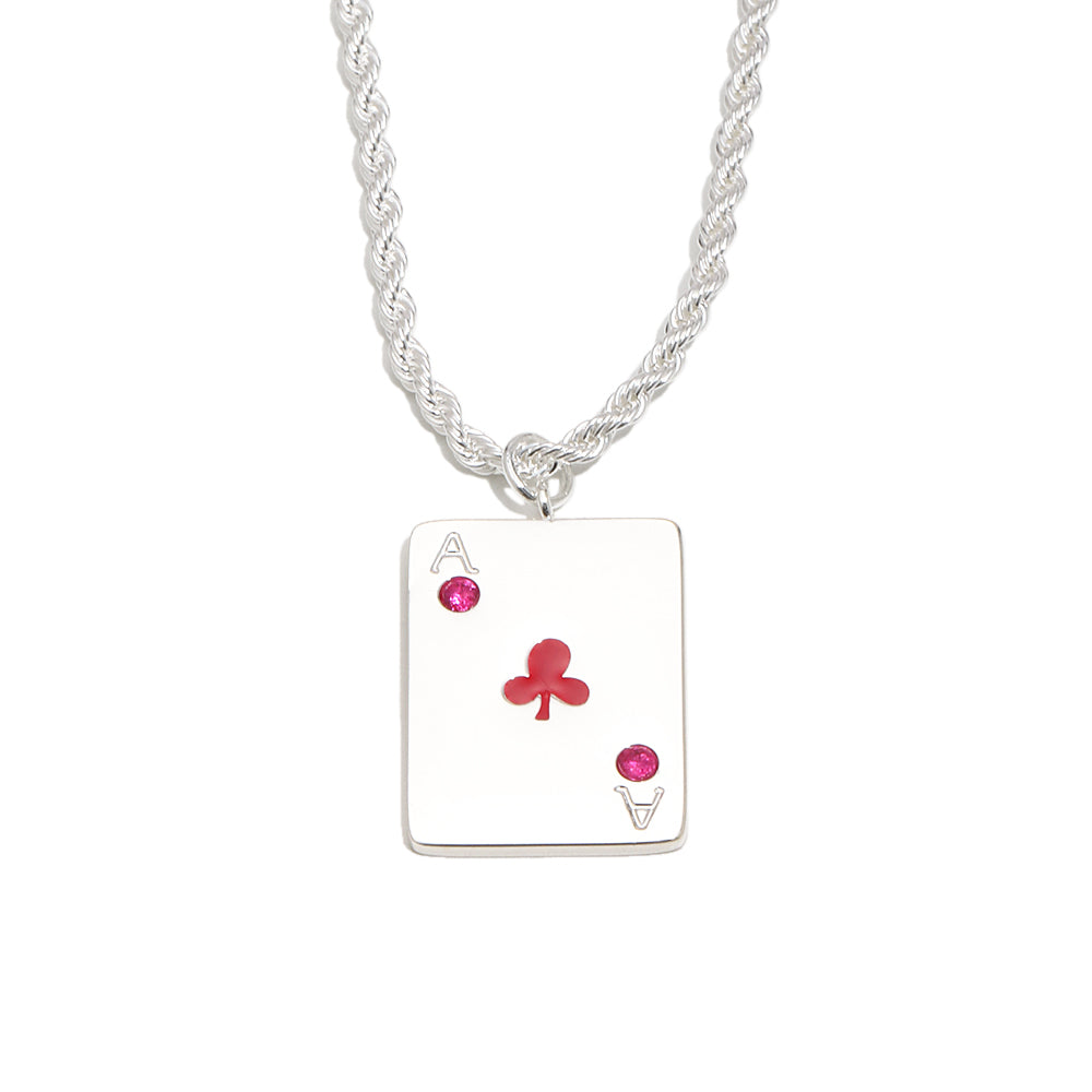 Vesper's Ace Of Clubs Necklace In Silver