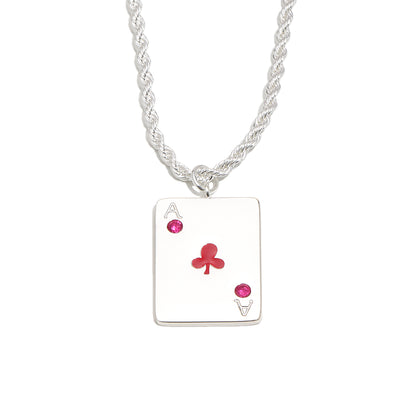 Vesper's Ace Of Clubs Necklace In Silver