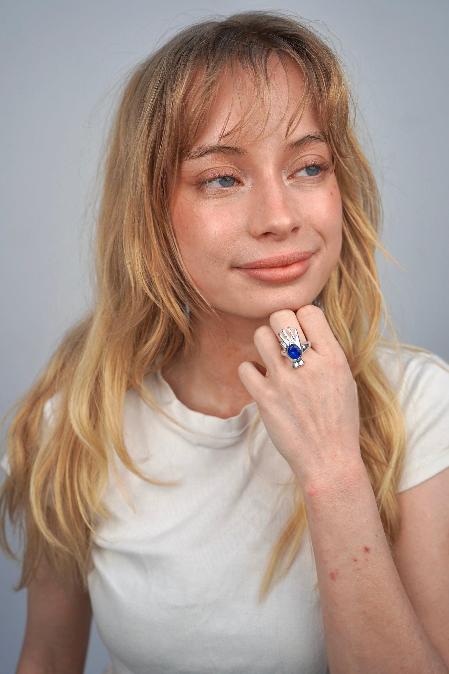 Meredith's Blue Palm Ring in Silver