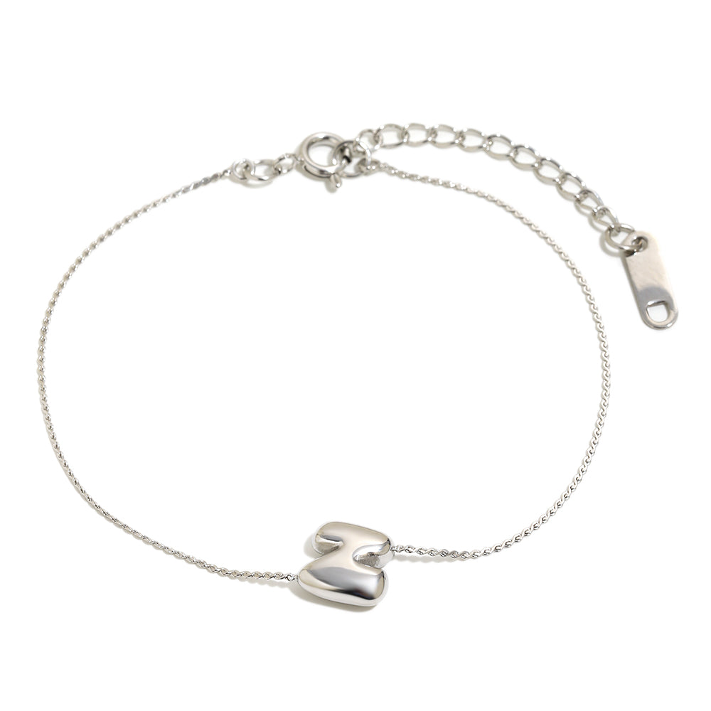 Bubble Letter Bracelet in Silver