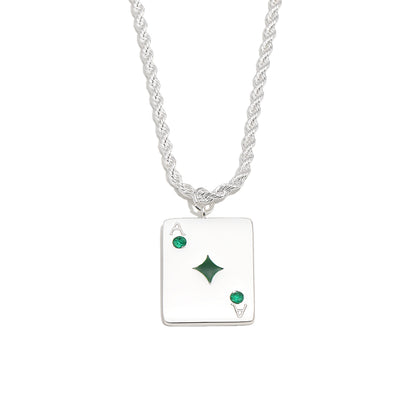 Vesper's Ace Of Diamonds Necklace in Silver