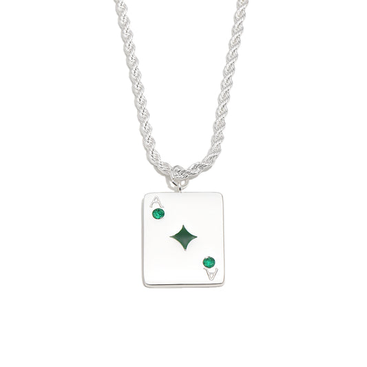 Vesper's Ace Of Diamonds Necklace in Silver