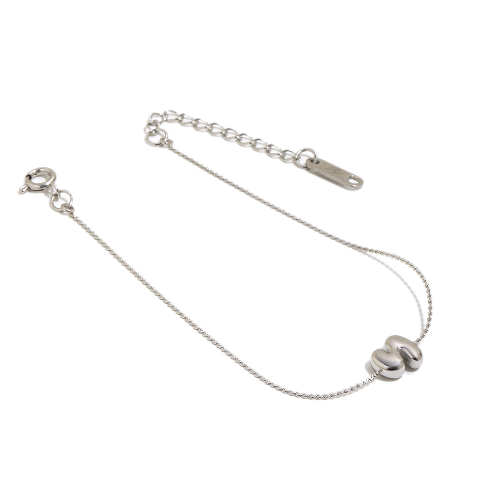 Bubble Letter Bracelet in Silver
