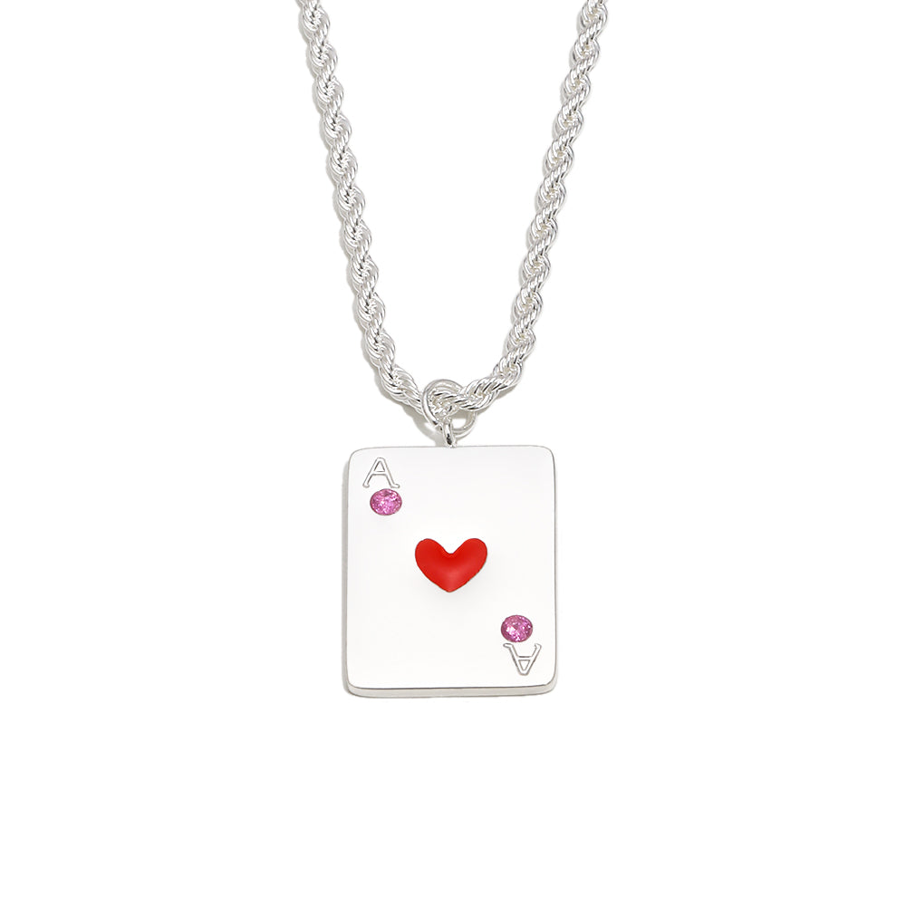 Vesper's Ace of Hearts Necklace In Silver