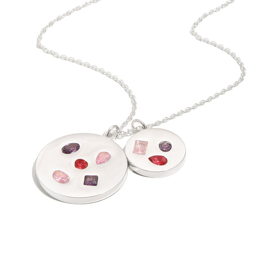 Eloise’s Pink and Purple Gemstone Pendant in Silver