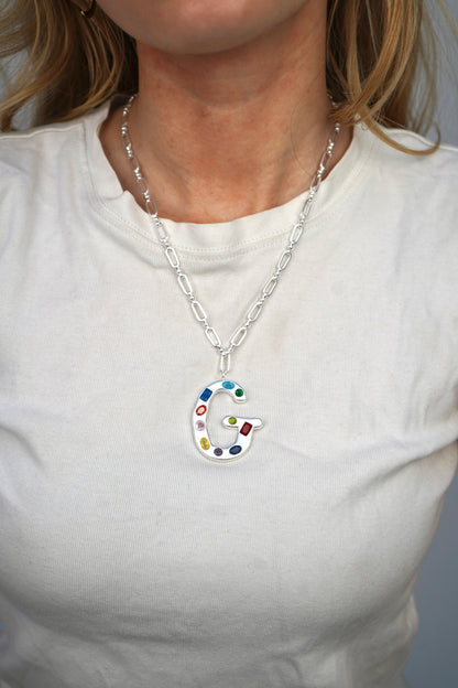 The Gemstone Alphabet Pendant In Silver