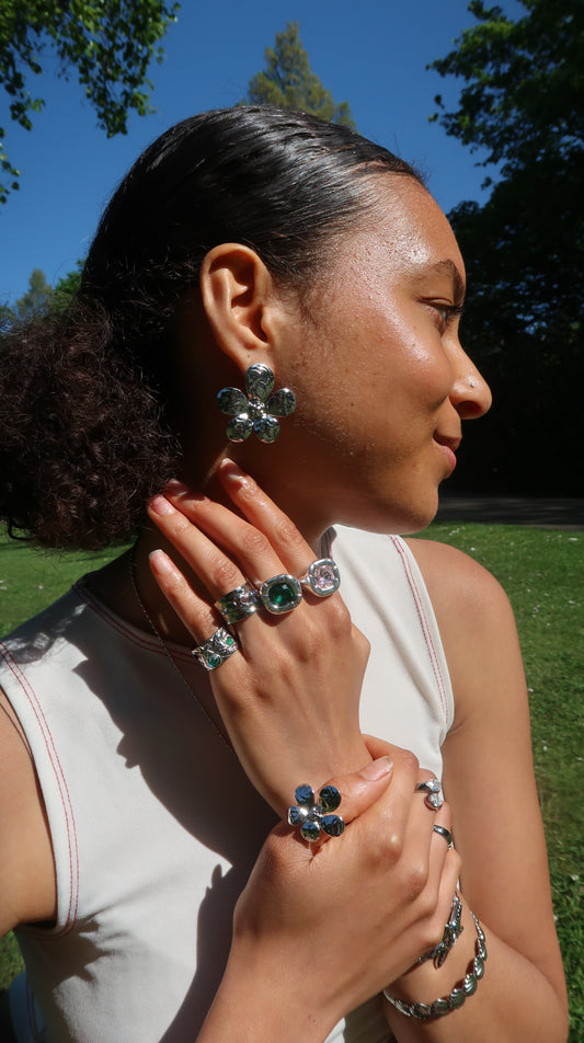 Camille's Silver Flower Earrings