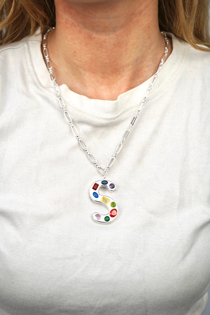 The Gemstone Alphabet Pendant In Silver