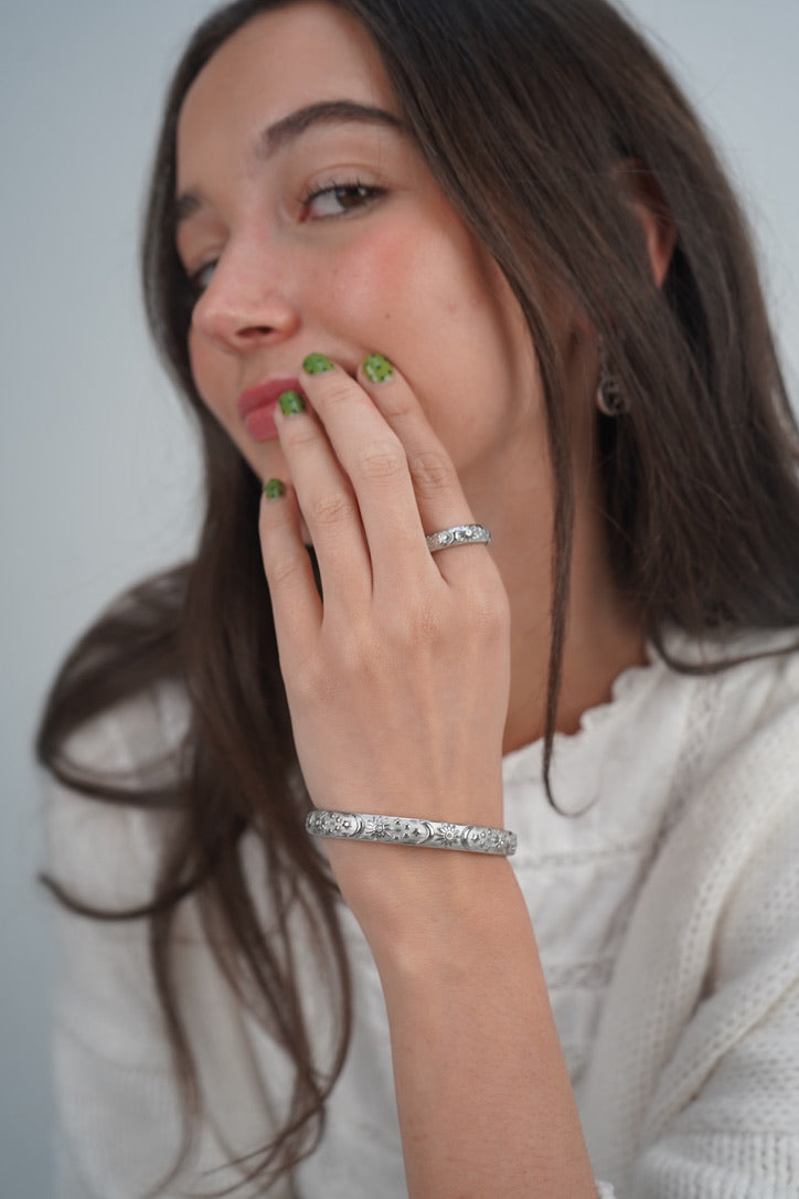 Maria's Celestial Bangle in Silver