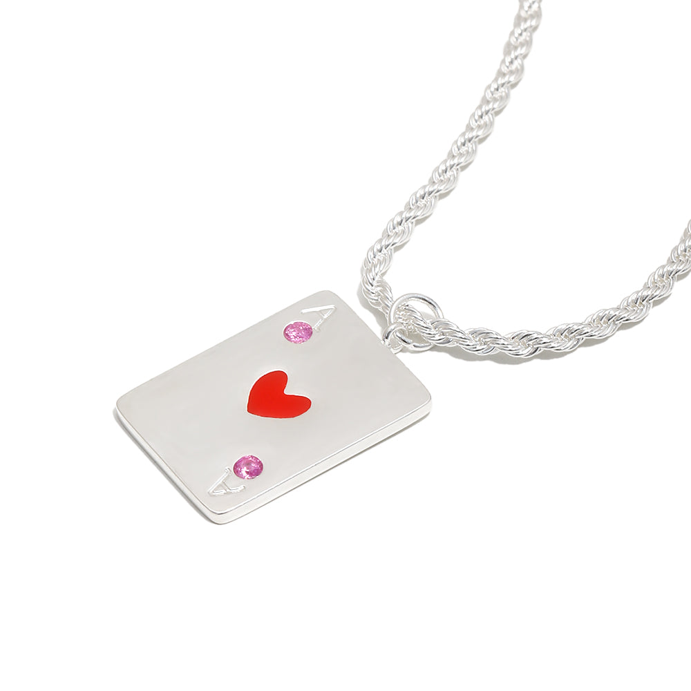 Vesper's Ace of Hearts Necklace In Silver