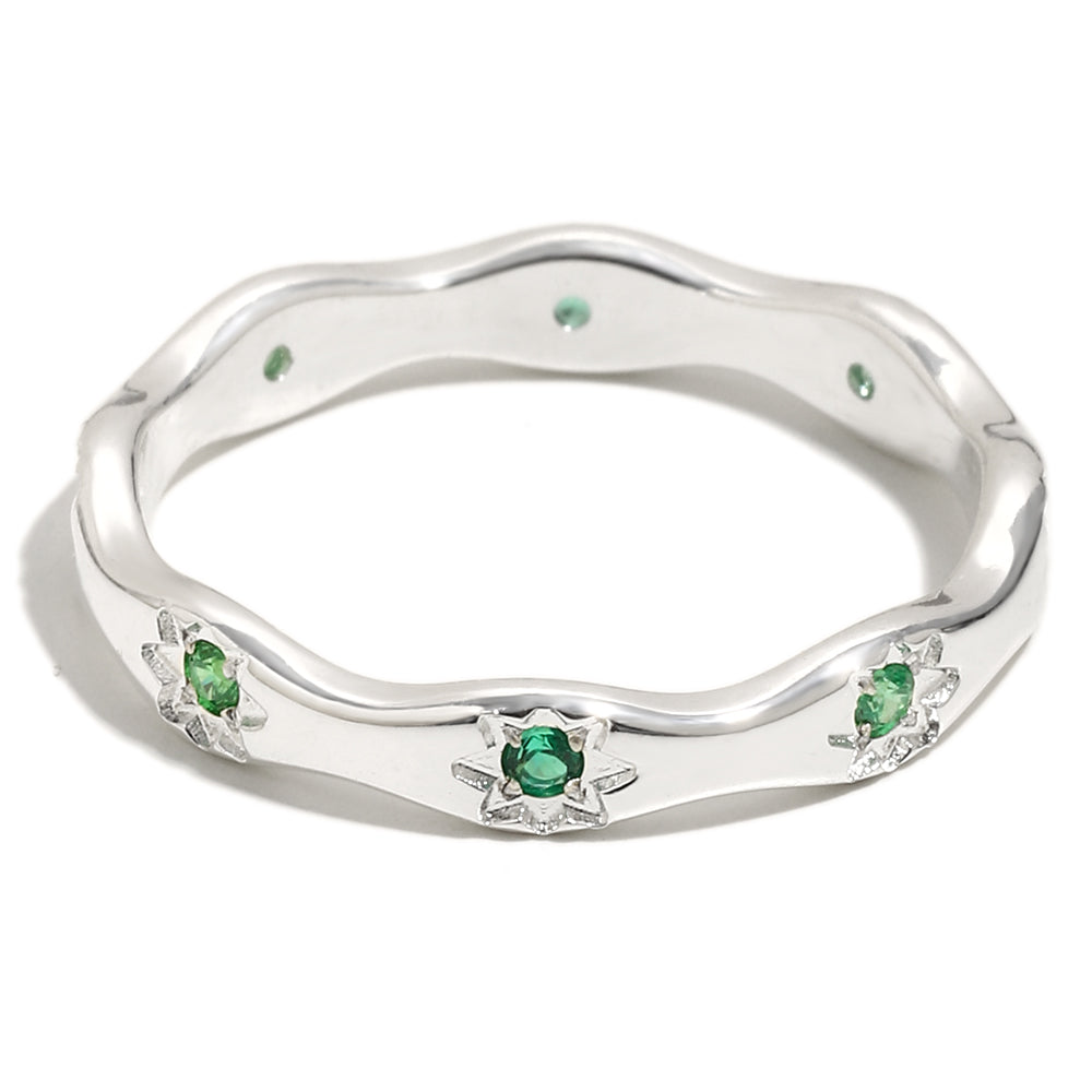 Sadie’s Green Star Ring in Silver