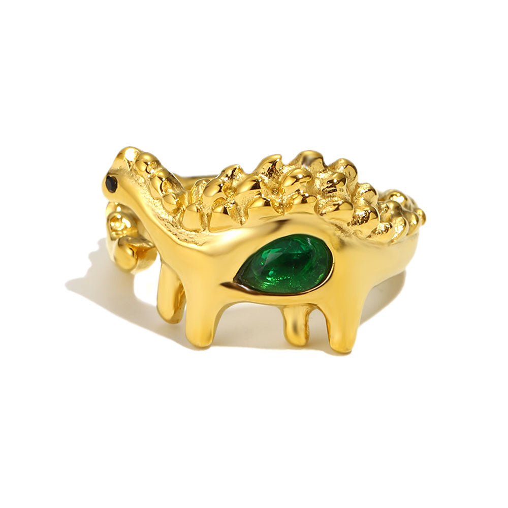 Bee’s Green Dinosaur Ring in Gold