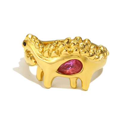 Bee’s Pink Dinosaur Ring in Gold