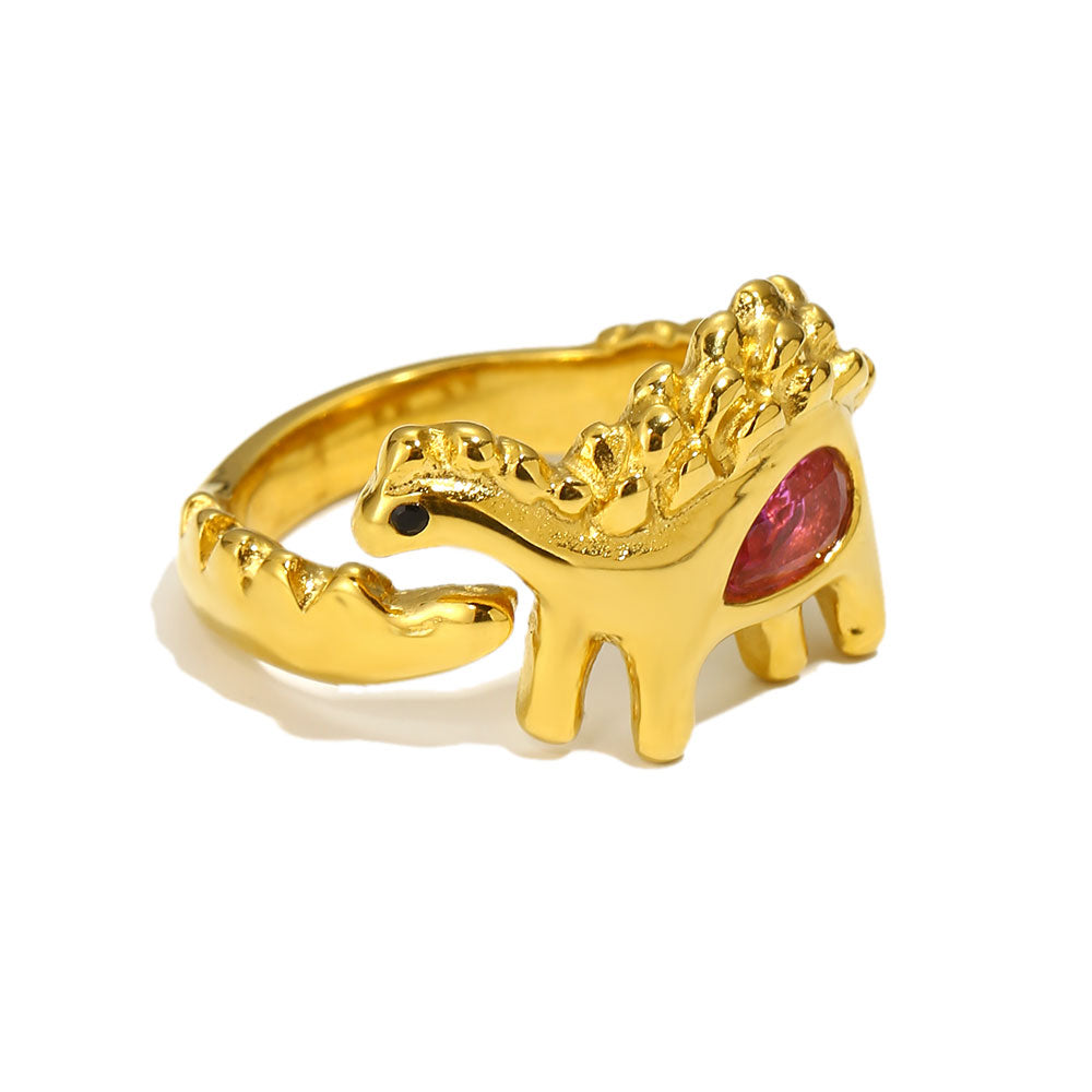 Bee’s Pink Dinosaur Ring in Gold