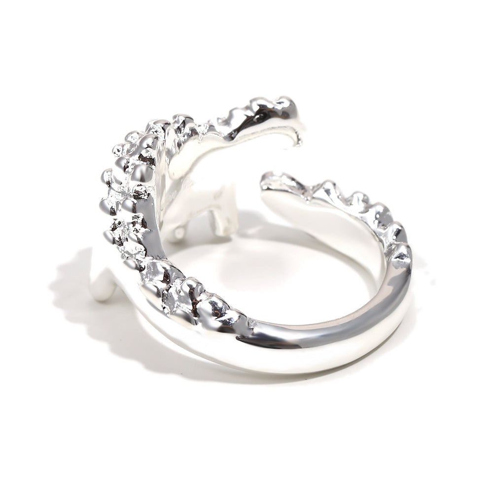 Bee's Green Dinosaur Ring In Silver