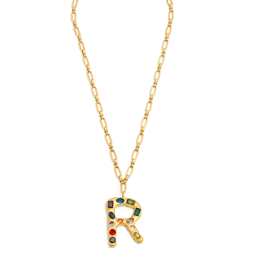 The Gemstone Alphabet Pendant In Gold