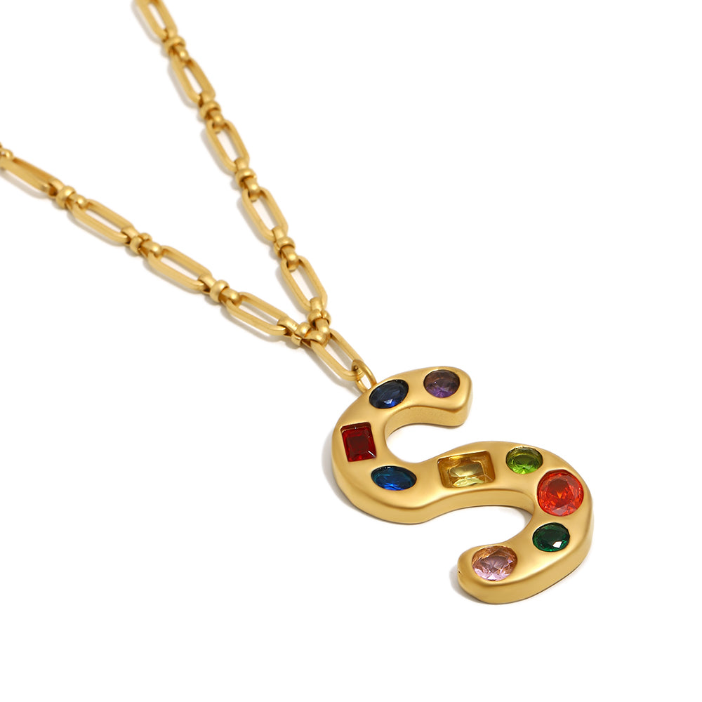The Gemstone Alphabet Pendant In Gold