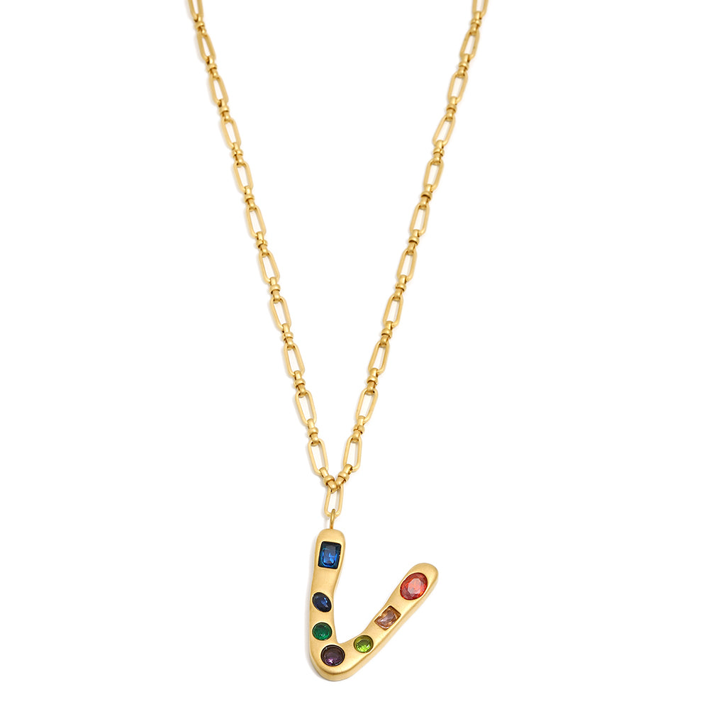The Gemstone Alphabet Pendant In Gold