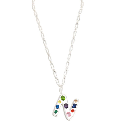The Gemstone Alphabet Pendant In Silver