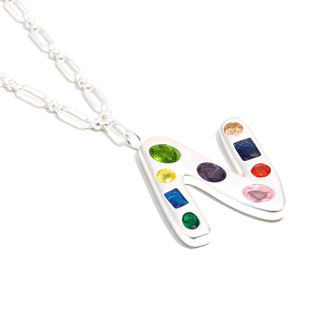 The Gemstone Alphabet Pendant In Silver