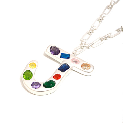 The Gemstone Alphabet Pendant In Silver