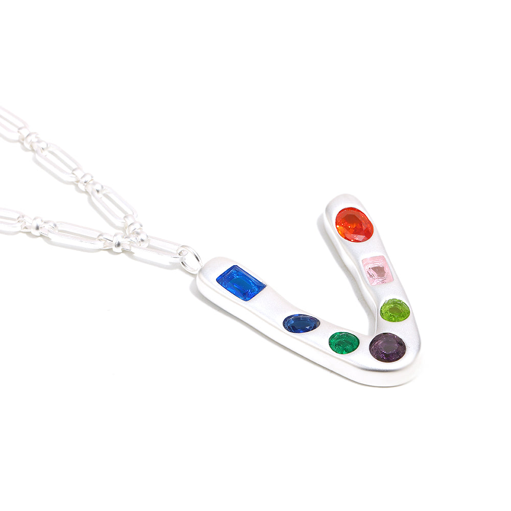 The Gemstone Alphabet Pendant In Silver