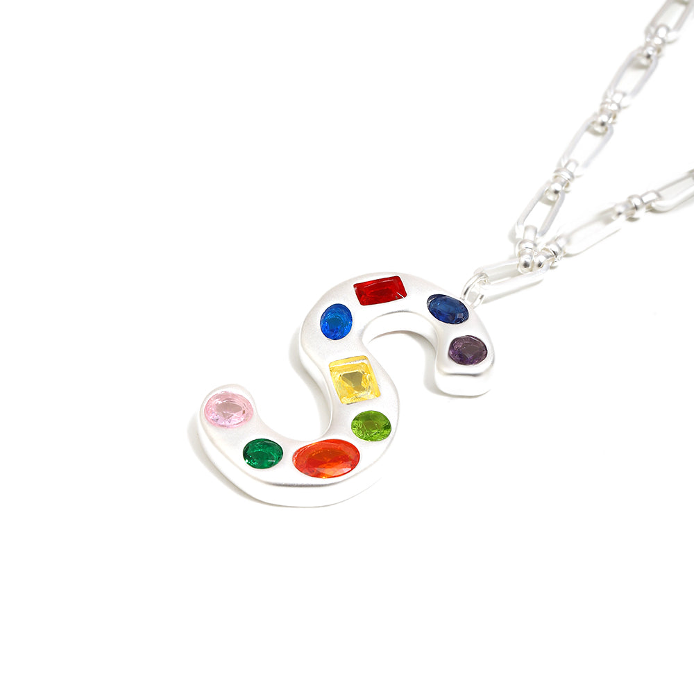 The Gemstone Alphabet Pendant In Silver