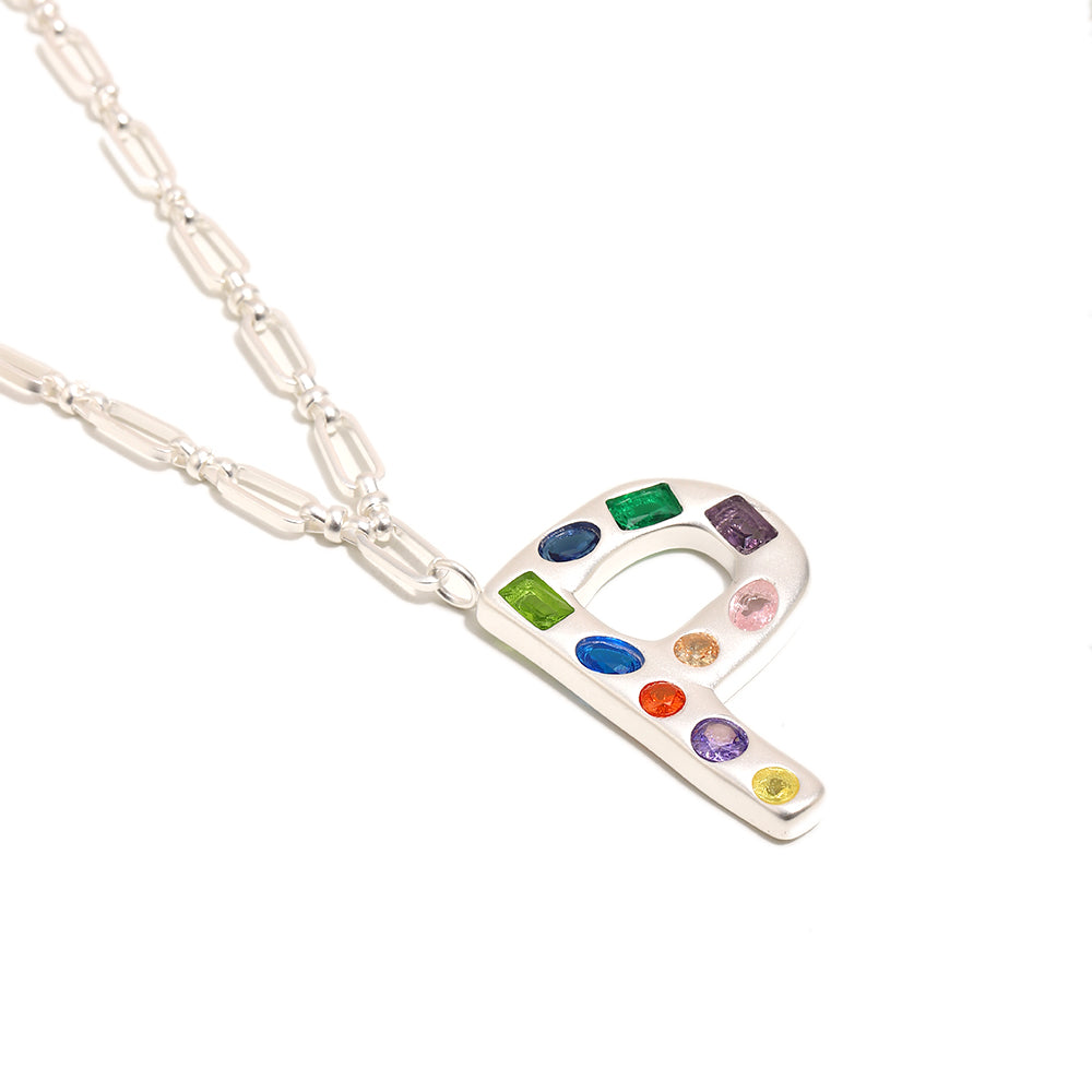 The Gemstone Alphabet Pendant In Silver